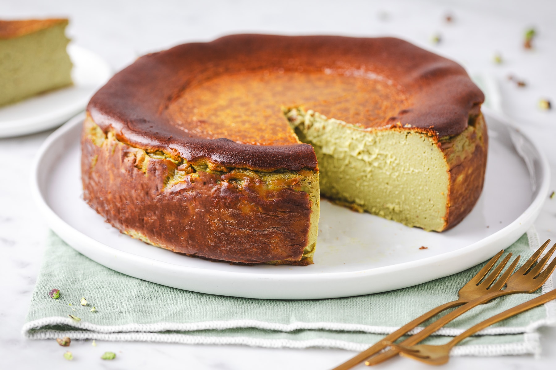 Ricetta Cheesecake Basca Al Pistacchio Cucchiaio D Argento